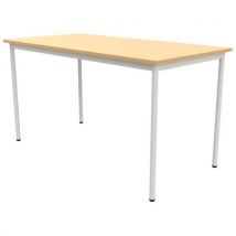 Table 4 Pieds Droits 160 X 80 Cm T6 Stratifié Hêtre 350/alu 9006