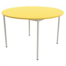 Table 4 Pieds Droits Ronde Ø 120 Cm T5 Stratifié Jaune/alu 9006