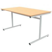 Table Dégagement Latéral 140 X 80 Cm T6 Stratifié Hêtre 350/alu 9006