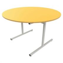 Table Dégagement Latéral Ronde Ø 120 Cm T6 Stratifié Jaune/alu 9006