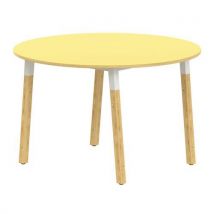 Table 4p Incl. Métal/bois Ronde Ø 120 T6 Strat Abs Jaune/alu