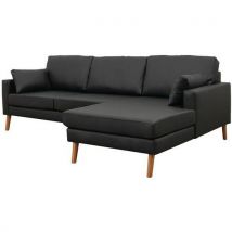 Canapé 2 Pl+méridienne Droite Stockolm Pvc Non Feu Noir