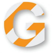 Adhésif Lettre/chiffre - Orange/blanc - 205cm-25 Pièces