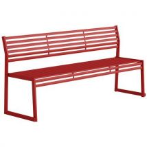 Banc Avec Dossier En Acier Galvanisé Rouge - L: 180 Cm