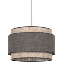 Suspension Milo Cylindre Bi-matière Coton/raphia Ø38 Marron