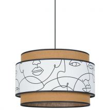 Suspension Milo Cylindre Coton/raphia Ø38 Blanc/jaune