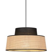 Corep - Suspension Mallorca Ø38 cm Noir - Coton Raphia - Lampe Design Intérieur - E27 100W