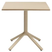 S-CAB - Table Eco 80x80 cm Carrée Technopolymère Plateau Lisse Taupe - Usage Collectivité - Robuste et Design