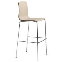 Lot De 2 Tabourets Alice Hauteur 80 Cm Taupe - Chromé