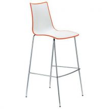 S-CAB - Tabouret Zebra 80 cm Blanc/Orange - Assise PVC Polymère - Piétement Acier - Lot de 2