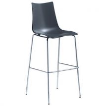S-CAB - Lot de 2 tabourets Zebra 80 cm anthracite - Assise PVC et Technopolymère - Piétement acier chromé - Empilable - Idéal restauration