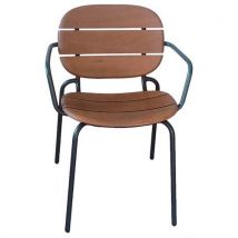 Lot De 2 Fauteuils Si-si Wood Bois D Acajou - Anthracite