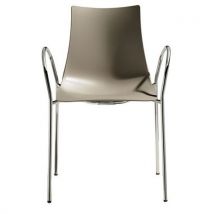 Lot De 2 Fauteuils Zebra Avec Accoudoirs Taupe - Chromé