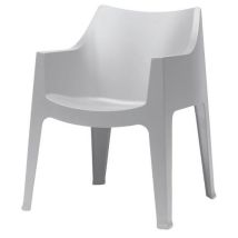 S-CAB - Lot de 4 fauteuils Coccolona non feu gris clair - Usage collectivité, empilable, intérieur/extérieur
