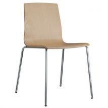 Lot De 2 Chaises Alice Bois 4 Pieds - Hêtre Naturel/chromé