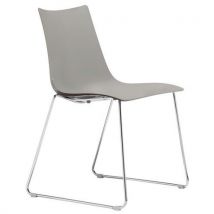 Lot De 2 Chaises Zebra Taupe - Pied Traîneau Chromé