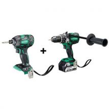 Hitachi 1 Pack Visseuse À Choc 18v + Perceuse Visseuse 18v 5ah