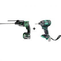 Hitachi 1 Pack Perceuse À Percussion Compact 18v 5ah + Visseuse À Choc 18v