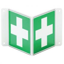 Panneau Premiers Secours Double Face V Aluminium 120x120mm