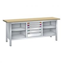 Établi Compact Multiplex 200x70 Cm 4 Étag. 5 T Gris Clair