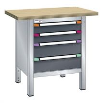 Établi Compact Multiplex 100x70 Cm 4 Tiroirs Gris Clair/anth
