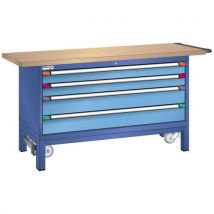 Établi Mobile Xxl Hêtre 150x70x85 Cm Bleu/bleu Clair