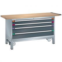 Établi Mobile Xxl Hêtre 150x70x85 Cm Gris Clair/anthracite