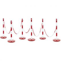 Kit 6 Poteaux Acier Avec Chaine Rouge/blanc 10m
