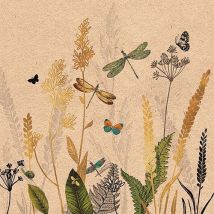 Lot de 20 - Serviette Fleurs Ornementales Naturelle - 33cm