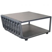 Table Basse Hug Alu/tressé/verre Châssis Anthraciteplt Gris