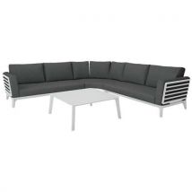 Ensemble Salon D'angle Moss Ii Châssis Blanc/assise Graphite