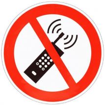 Panneau Interdit D'activer Téléphones Mobiles Adhésif 30 Cm