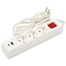 Velamp - Multiprise 3 prises 1,5m avec 2 ports USB 2,1A et interrupteur - IP20 - Électricité