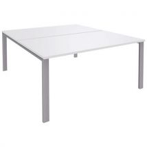 Bureau Aeris Bench 160x163 Cm Blanc Perle/gris Alu