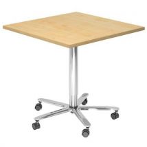 Table De Réunion Carrée 80x80cm Réglable En Ht Érable/argent