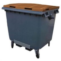 Sulo - Conteneur Poubelle Industrielle 1000L Anthracite/Marron - 4 Roues 200mm - Basculante - Tri Sélectif - Charge 400kg