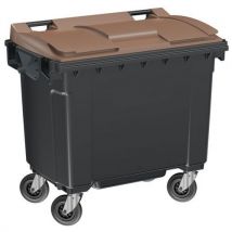 Conteneur 660l Gris/marron Frontal Et Lateral