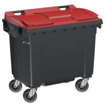 Conteneur 660l Gris/rouge Frontal Et Lateral
