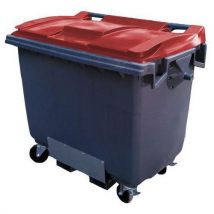 Conteneur 660l Gris/rouge Passage De Fourche