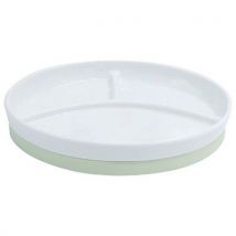 Assiettes Compart. Antidér. Porcelaine Blanc/gris