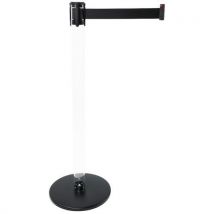 Poteau À Sangle Noir - Tube Transparent - Base Noire