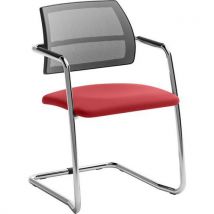 Chaise Luge Tissu Avec Dossier Résille Pour Visiteur - Rouge
