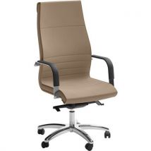 Fauteuil De Direction Haut Dama - Revêtement Cuir - Taupe