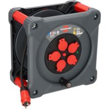 Brennenstuhl - Enrouleur électrique KA 4201 IP44 40M - 5 prises, 3500W, Rouge/Noir - Idéal usage professionnel
