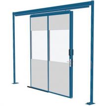 Porte Coulissante 1/2 Vitree Ht2.5m Larg2m M Ontants Bleus