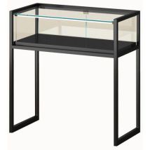 Sarazino - Vitrine d'exposition sur pieds - 95x45x95 cm - Noir - Verre, 2 portes battantes, éclairage LED