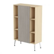 Rangement Haut Teni Lg. 100 Cm 1p 6 Niches Chêne/chêne Gris