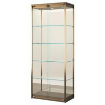 Sarazino - Vitrine d'exposition haute 75x45x190 cm Bronze - 4 tablettes 10kg max - 3 luminaires - Verre - Idéale pour vos objets