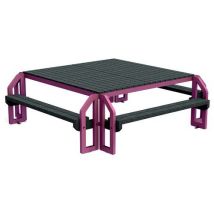 Urbemob - Table-banc Chardonnay 190cm Rose - 8 places - Éco-responsable - Aluminium & Métalloplastique IPRA