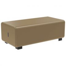 Pouf 2 Places Hizia Tissu Enduit Pvc Taupe